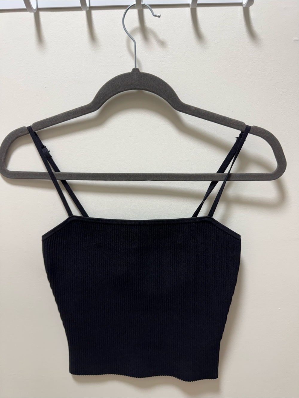 Babaton Black Ribbed Square-Neck Camisole